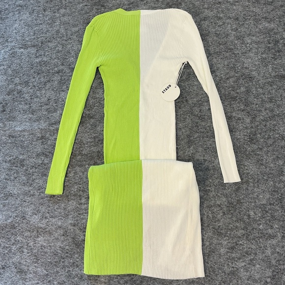 STAUD Colorblock Ribbed Colorblock Cardigan Maxi Full Length Dress Size M - Picture 4 of 4